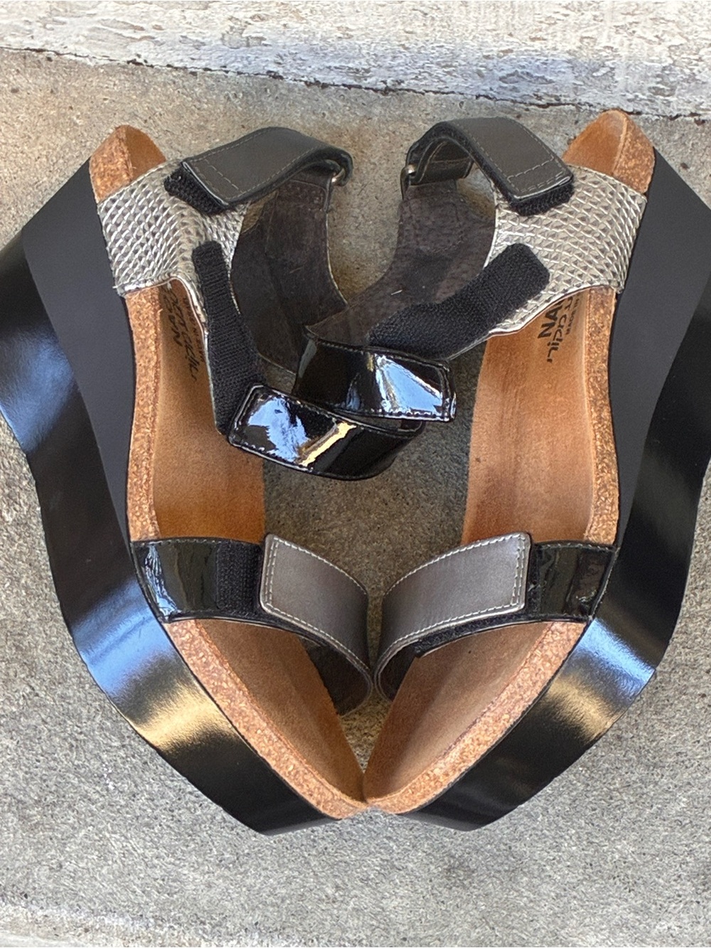 Naot Women's Black and Silver Leather Adjustable Sandals Sz 39 - Picture 4 of 5